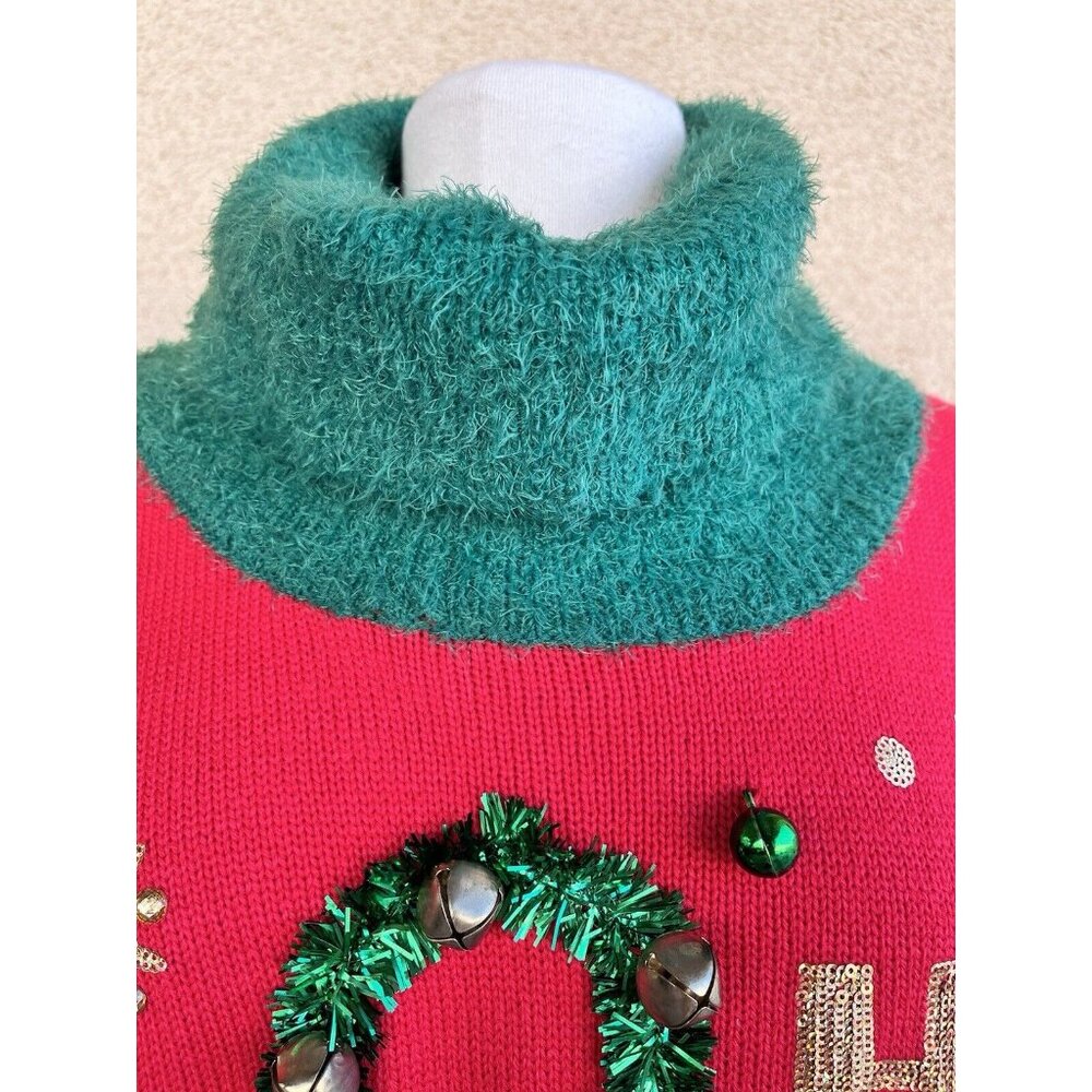 Holiday Time Fun Ugly Christmas Sweater size XL Granny Grandma core 14-16 Red - Picture 2 of 11